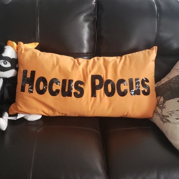 Burlington Other - HOCUS POCUS Orange Black Sequined Pillow